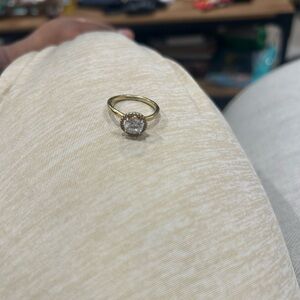 Pandora Gold Ring with Clear Gem